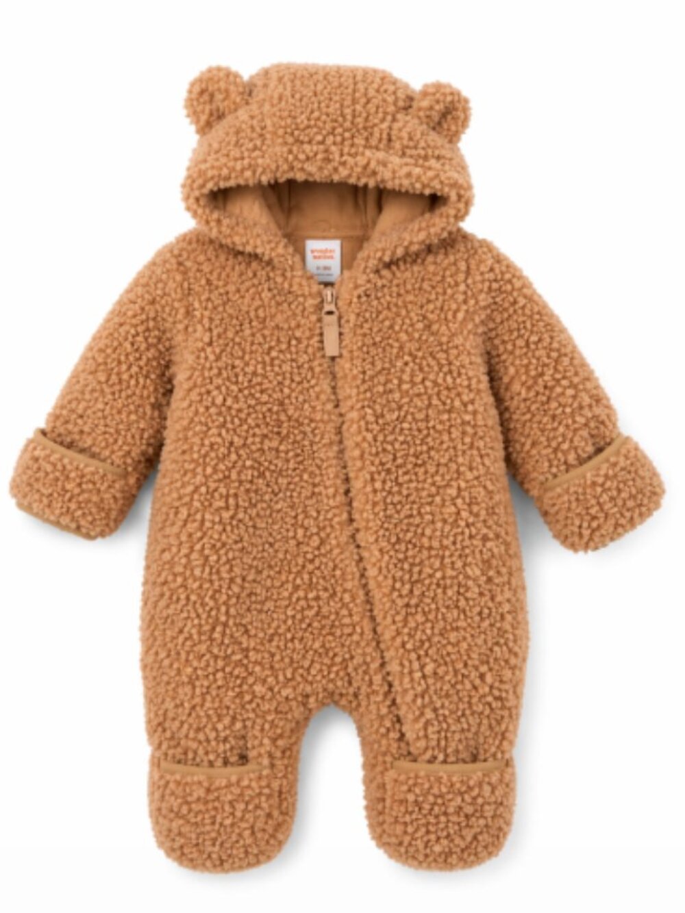 Baby Teddy Fleece Snowsuit 0-3M Cozy Warm Zip Up Beige Winter Outfi